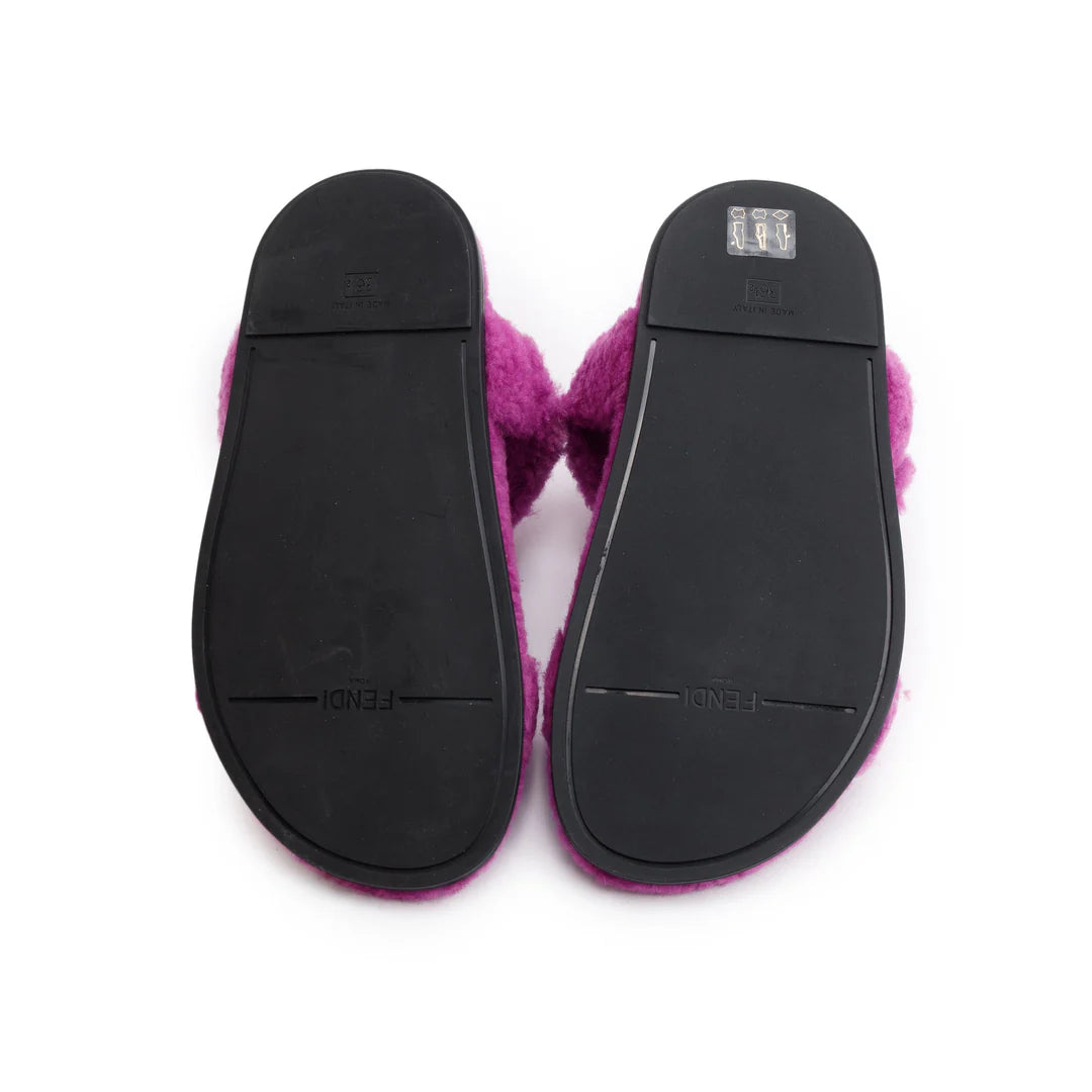 Purple Fur Feel Sandals, Size 36.5 w/ Box