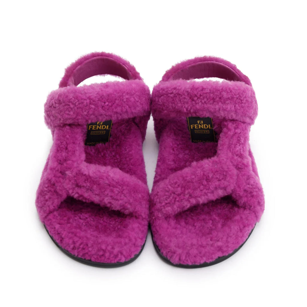 Purple Fur Feel Sandals, Size 36.5 w/ Box