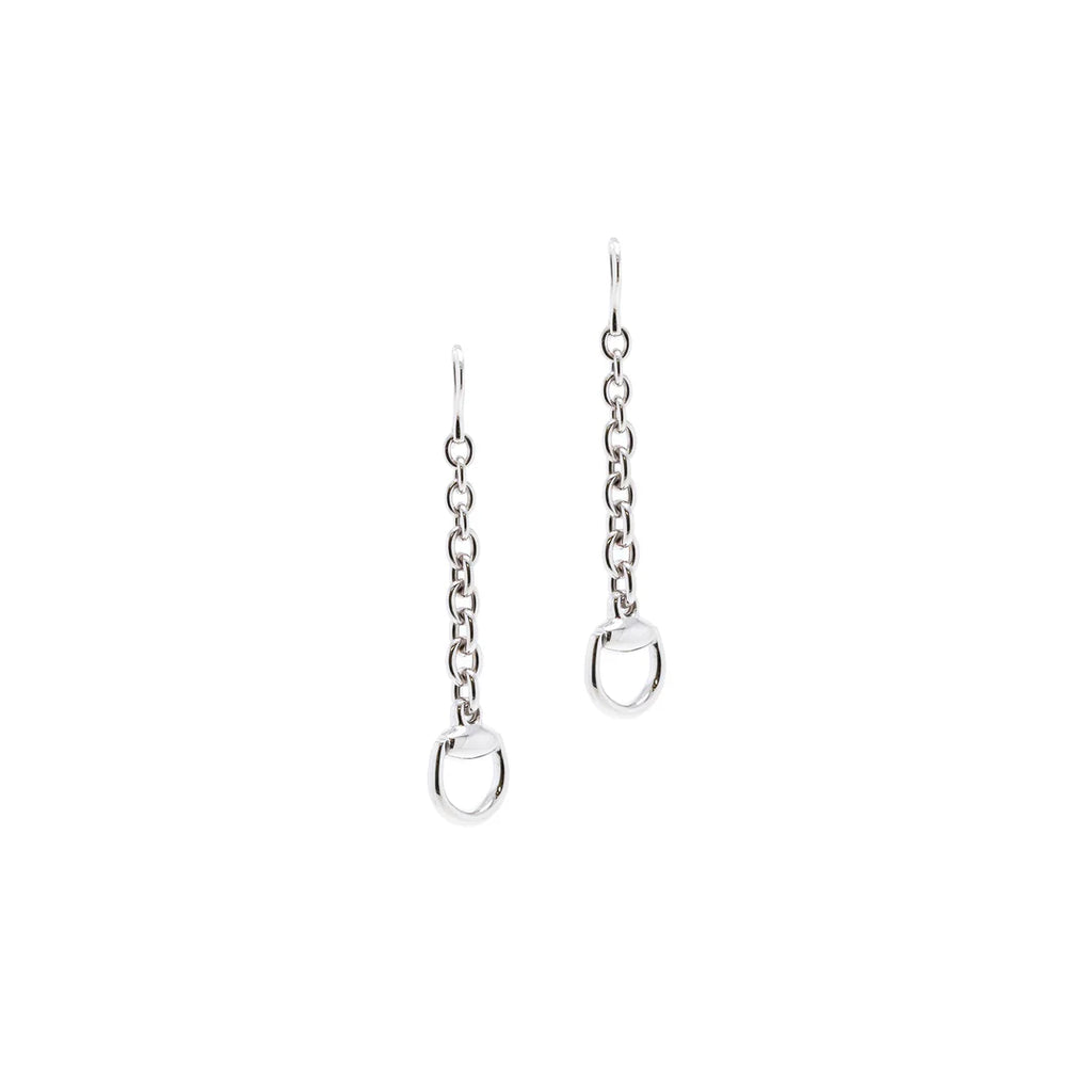 18k White Gold Horsebit Drop Earrings