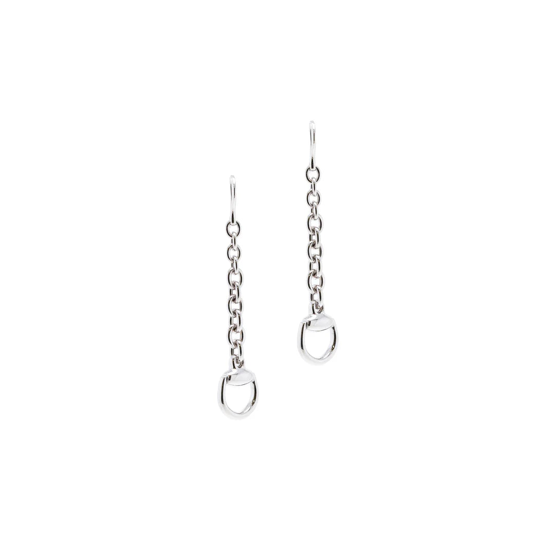 18k White Gold Horsebit Drop Earrings