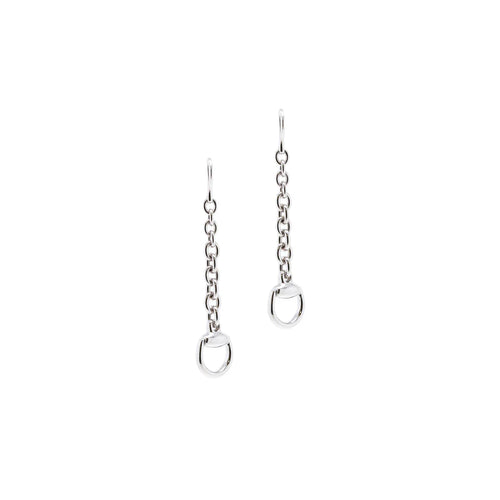 18k White Gold Horsebit Drop Earrings