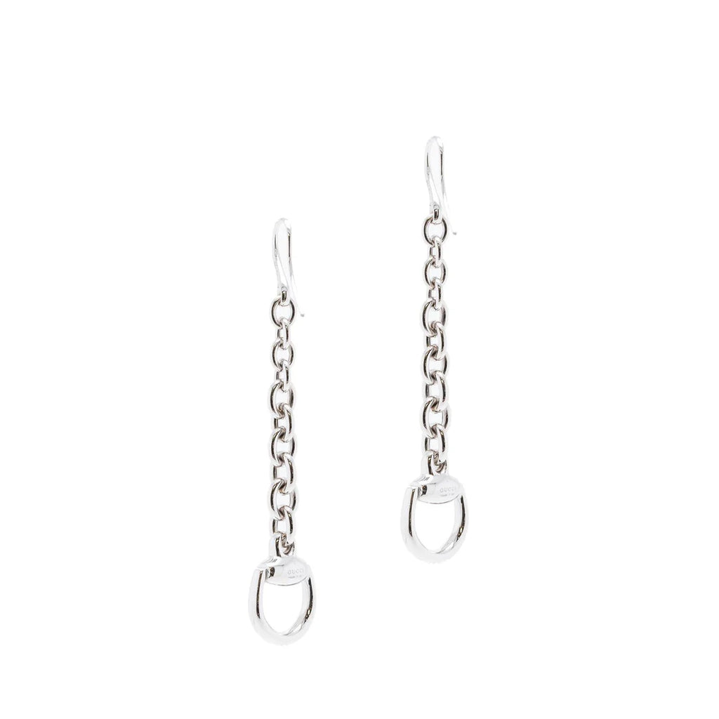 18k White Gold Horsebit Drop Earrings