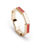 18k Yellow Gold Diamond &amp; Red Enamel Link to Love Ring, Size 12 6