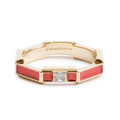 18k Yellow Gold Diamond &amp; Red Enamel Link to Love Ring, Size 12 6