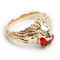 18k Yellow Gold Lion Head Ring with Fire Opal &amp; Diamonds, Size 13 6.25 Coeur Cult Core