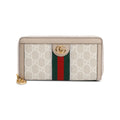 Beige GG Supreme Web Ophidia Zip Around Wallet