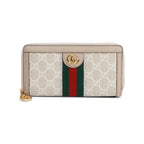 Beige GG Supreme Web Ophidia Zip Around Wallet