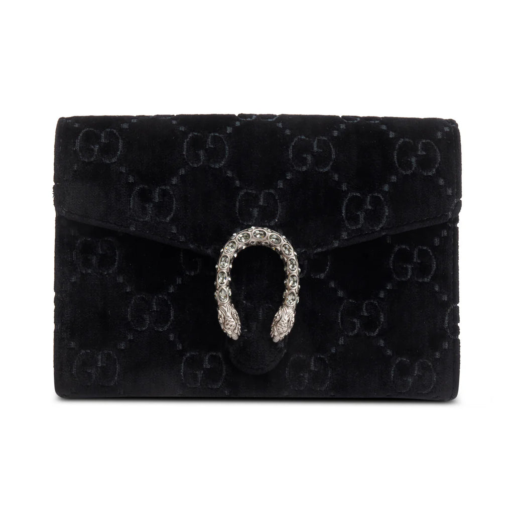 Black GG Velvet Mini Dionysus Wallet on Chain w/ Box