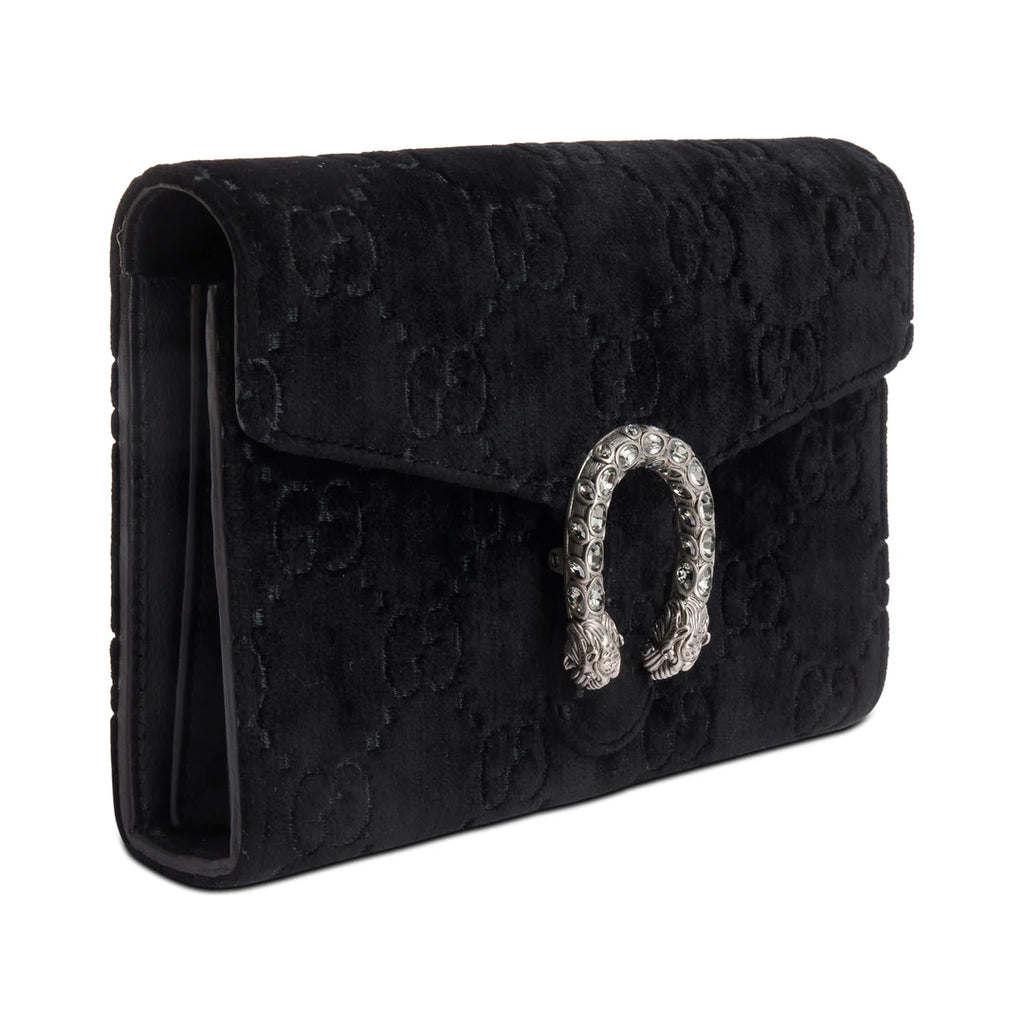 Black GG Velvet Mini Dionysus Wallet on Chain w/ Box