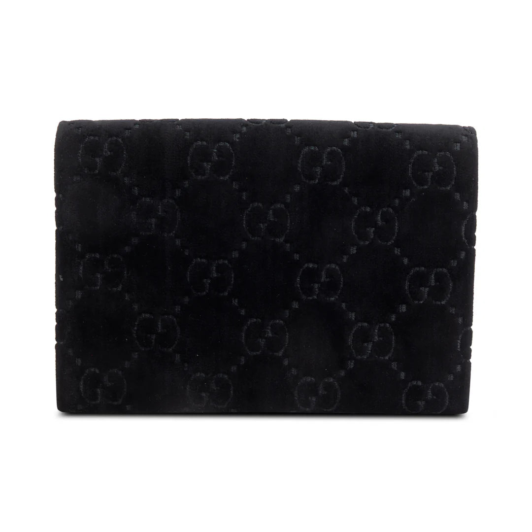 Black GG Velvet Mini Dionysus Wallet on Chain w/ Box