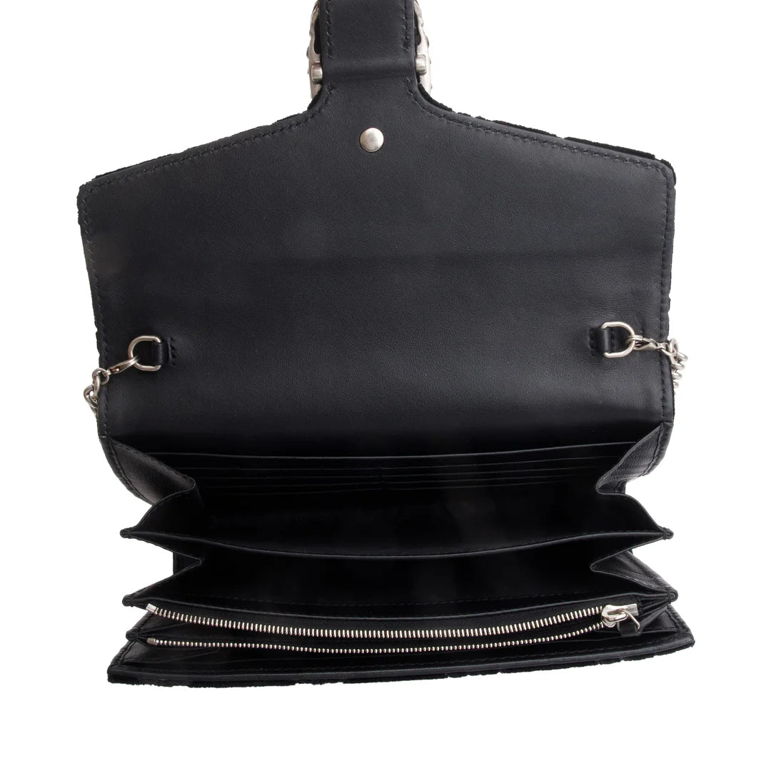 Black GG Velvet Mini Dionysus Wallet on Chain w/ Box