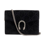Black GG Velvet Mini Dionysus Wallet on Chain w/ Box