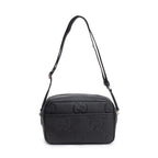 Black Leather Jumbo GG Medium Messenger Bag