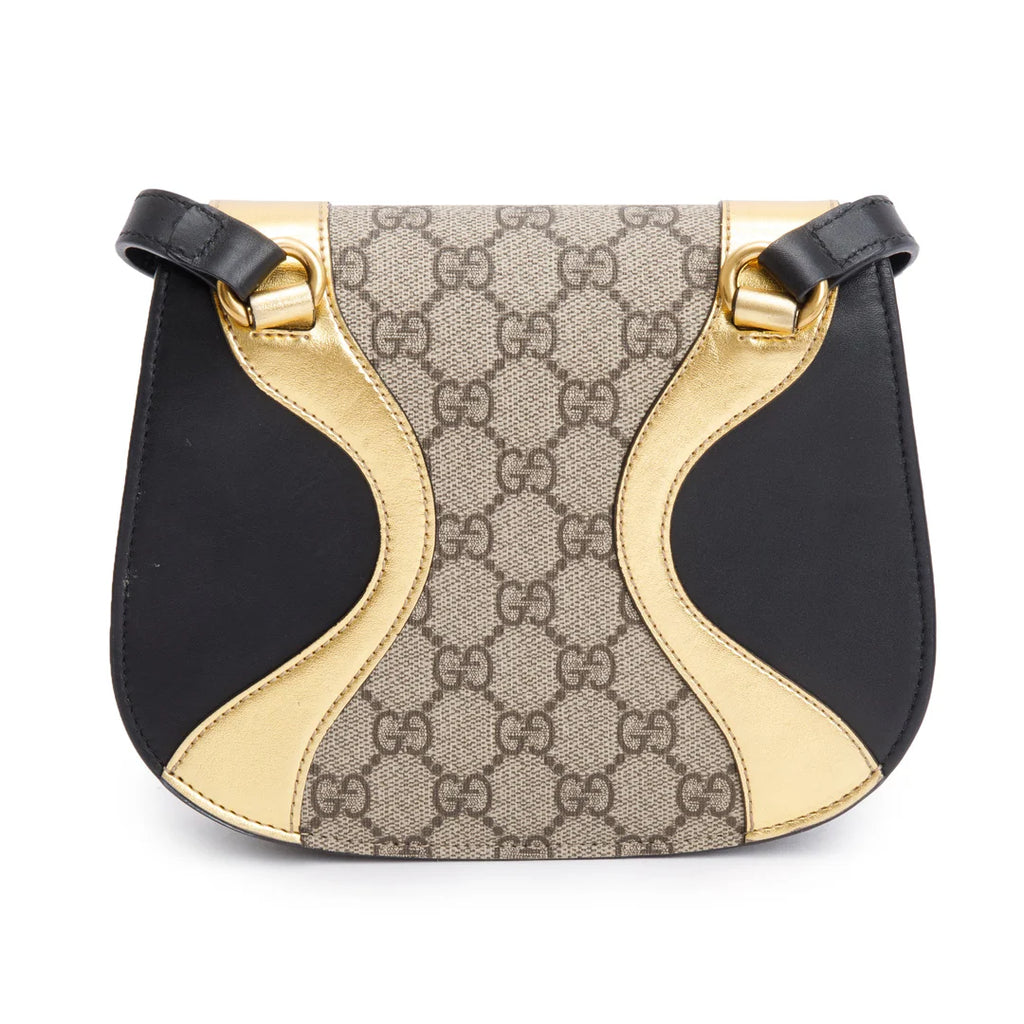 Black/Gold Calfskin Leather GG Supreme Osiride Crossbody Bag