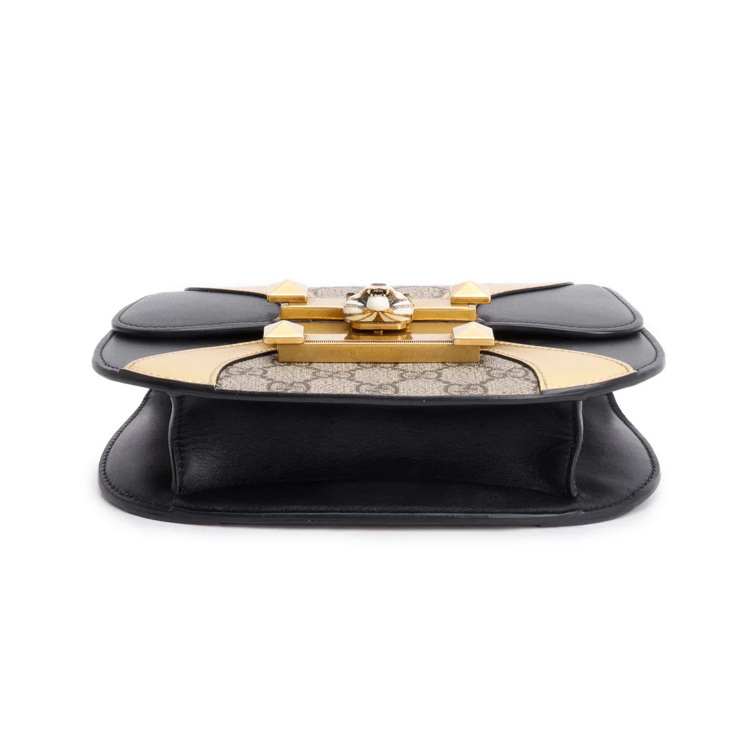 Black/Gold Calfskin Leather GG Supreme Osiride Crossbody Bag