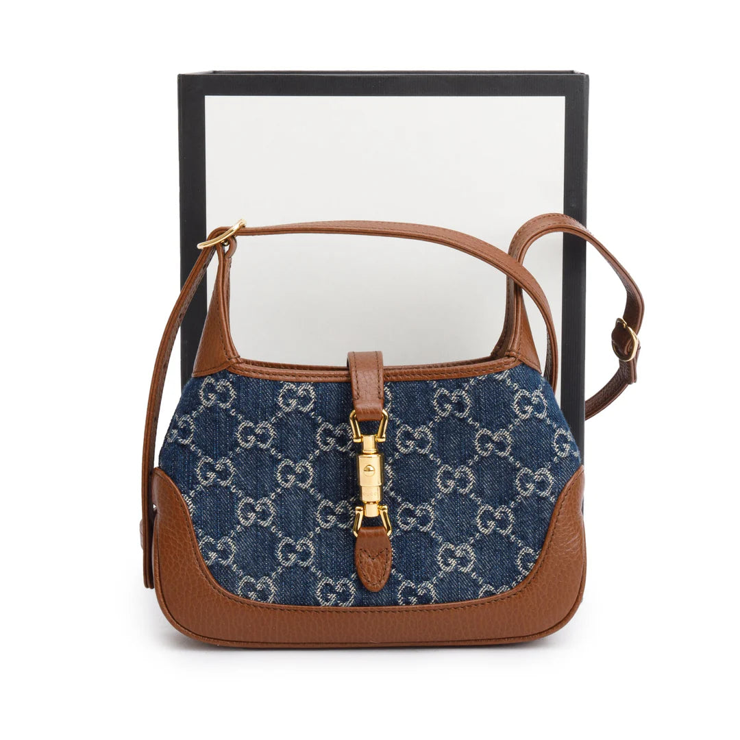 Blue GG Denim Jackie 1961 Mini Shoulder Bag w/ Box