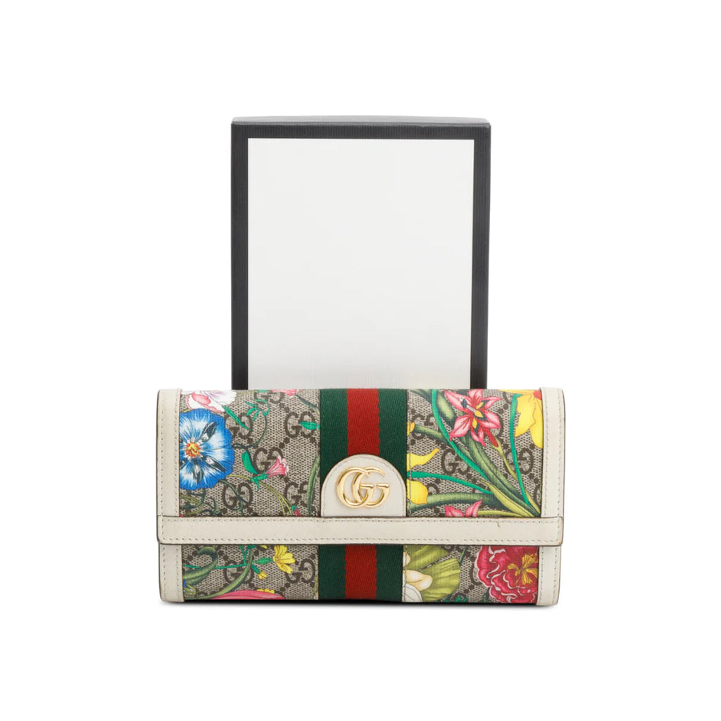GG Supreme Web Blooms Ophidia Continental Flap Wallet w/ Box