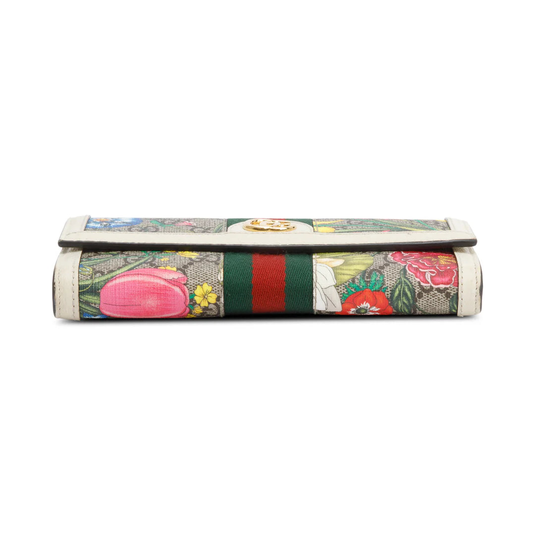 GG Supreme Web Blooms Ophidia Continental Flap Wallet w/ Box