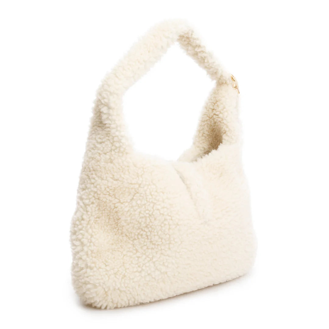 Ivory Shearling Small Jackie 1961 Shoulder Bag w/ Strap