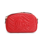 Red GG Marmont Matelasse Small Shoulder Bag