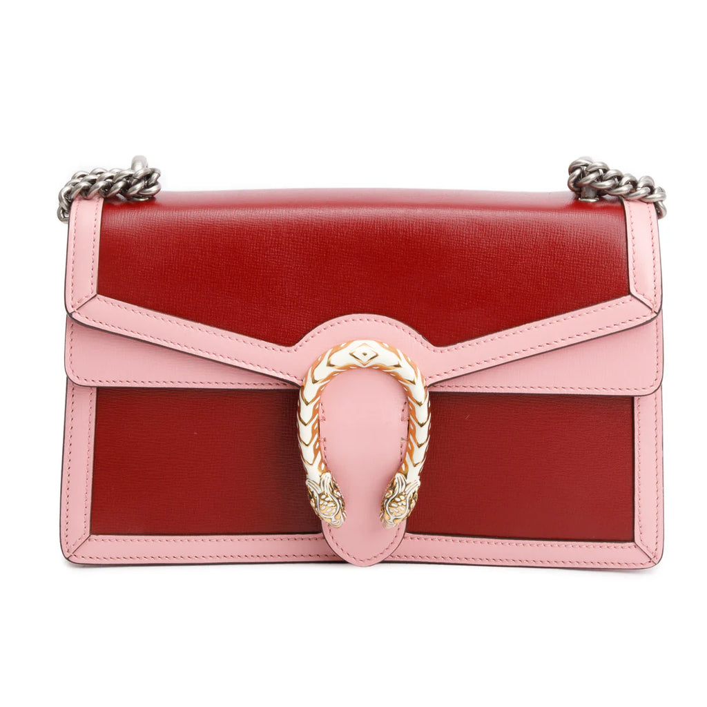 Red/Pink Bicolor Calfskin Leather Small Dionysus Shoulder Bag Coeur Cult Core