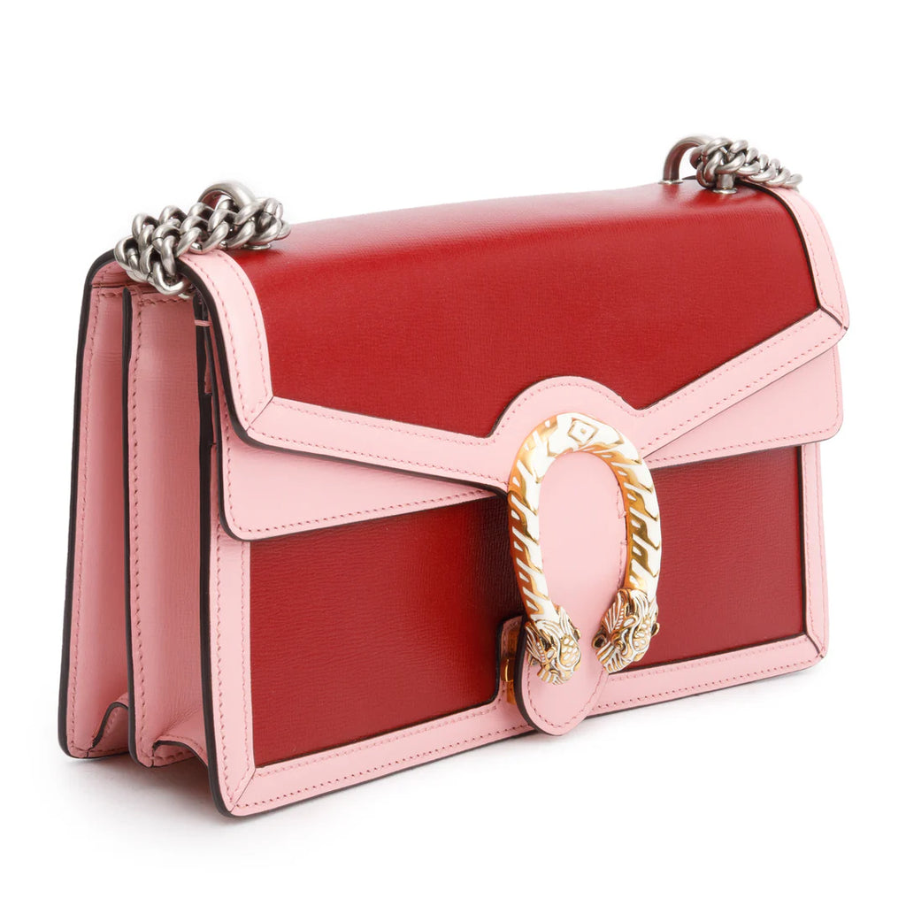 Red/Pink Bicolor Calfskin Leather Small Dionysus Shoulder Bag Coeur Cult Core