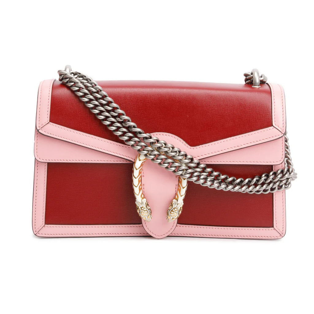 Red/Pink Bicolor Calfskin Leather Small Dionysus Shoulder Bag Coeur Cult Core