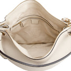 White Pebbled Calfskin Leather Convertible Soho Hobo Bag