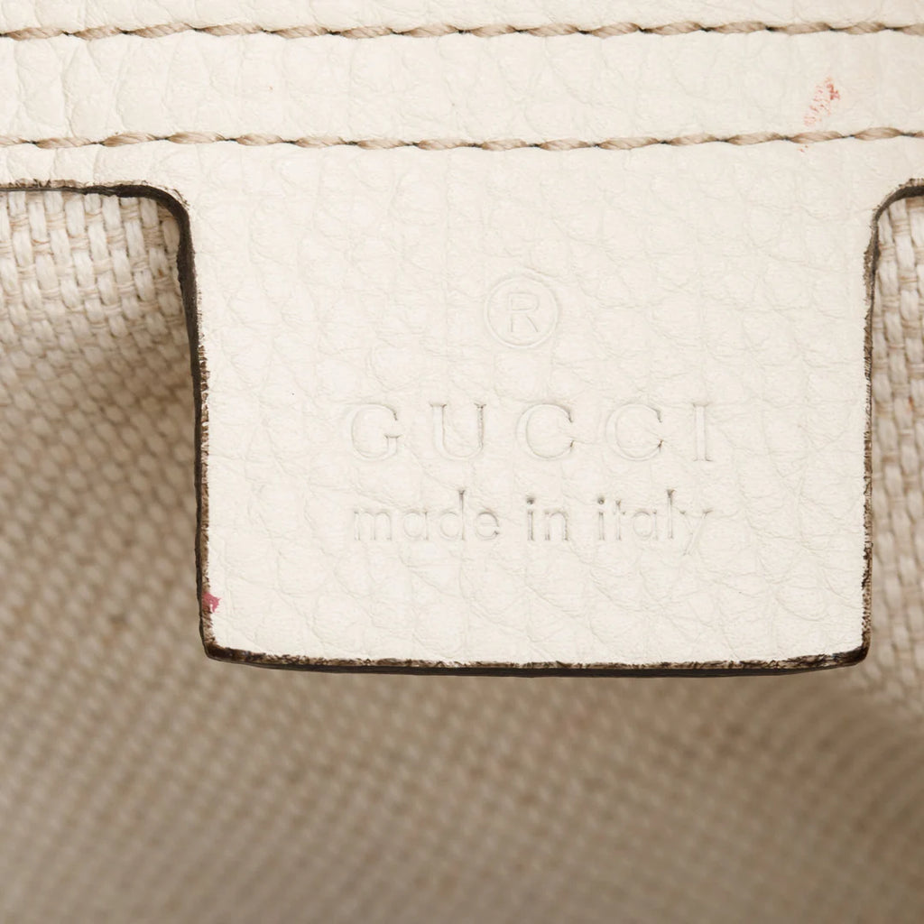 White Pebbled Calfskin Leather Convertible Soho Hobo Bag