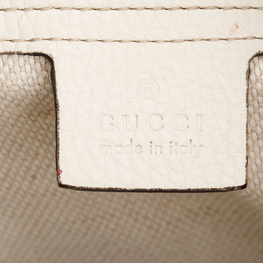 White Pebbled Calfskin Leather Convertible Soho Hobo Bag