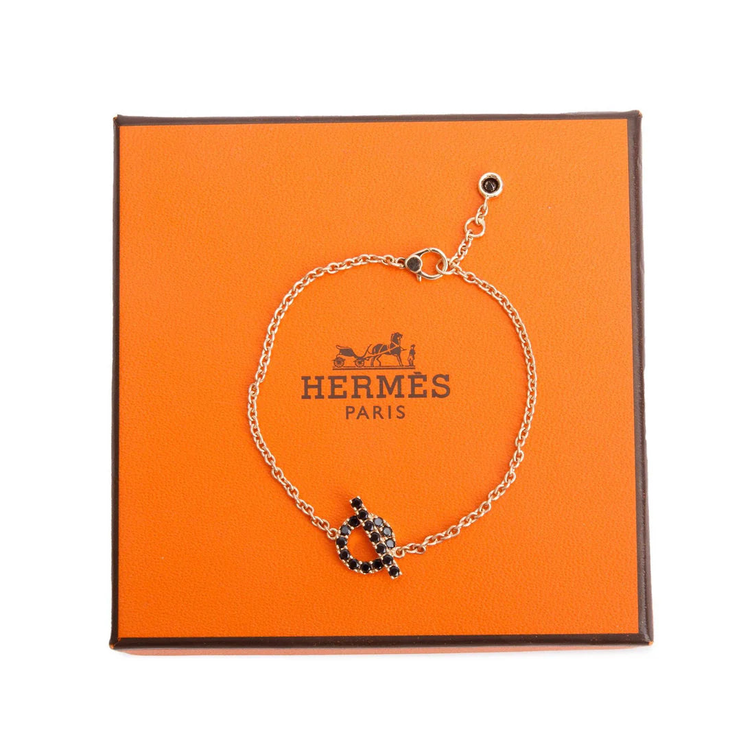 18k Rose Gold Black Spinel Finesse Bracelet w/ Box
