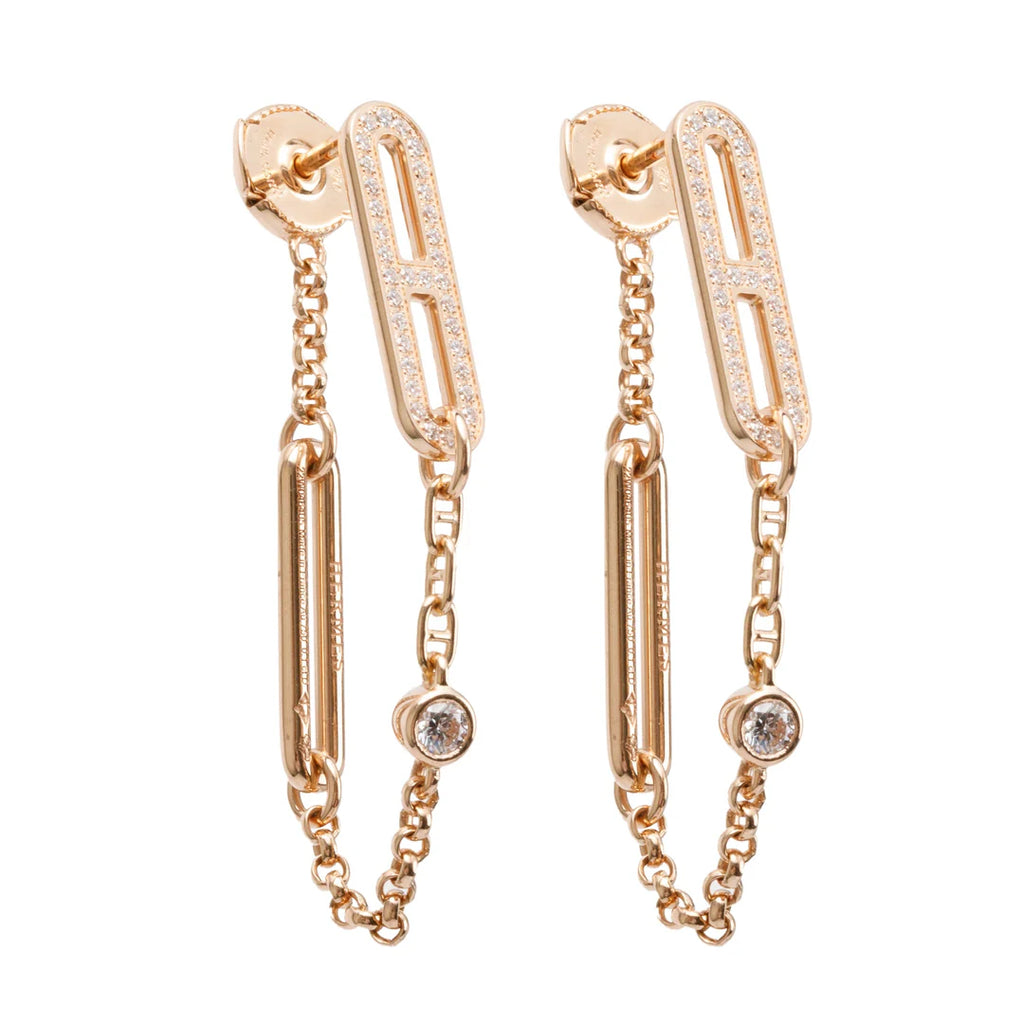 18k Rose Gold Diamond Chaine D'Ancre Chaos Earrings w/ Box