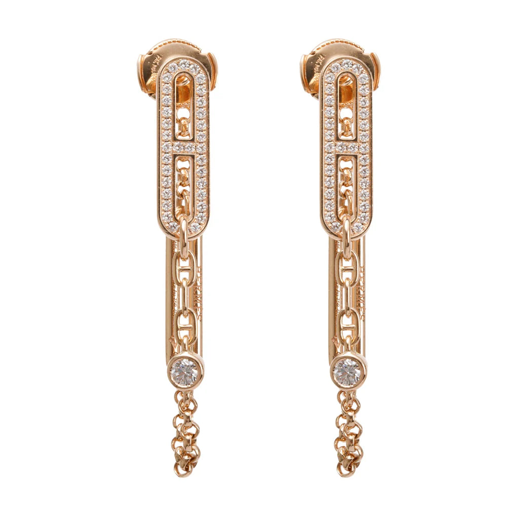 18k Rose Gold Diamond Chaine D'Ancre Chaos Earrings w/ Box