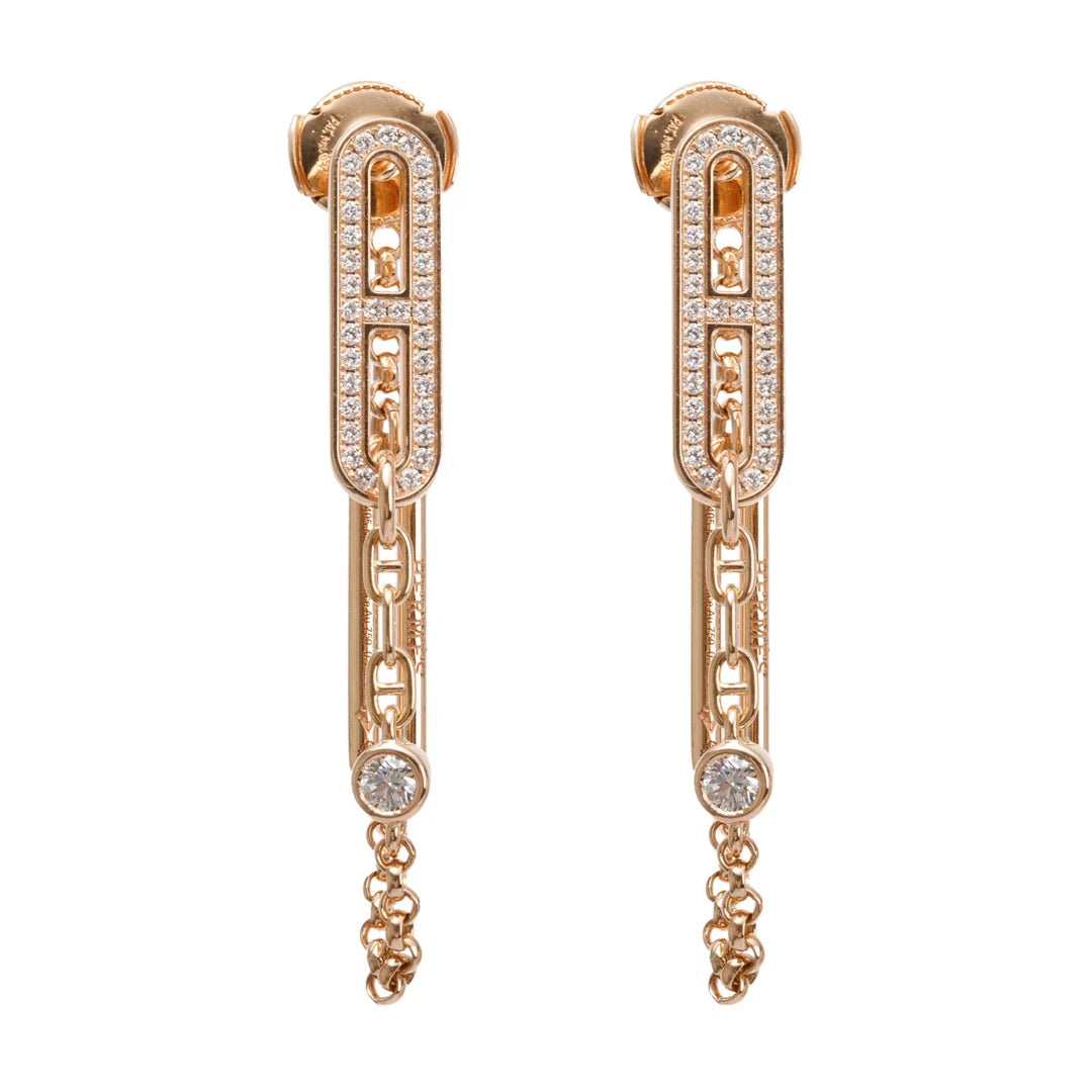 18k Rose Gold Diamond Chaine D'Ancre Chaos Earrings w/ Box