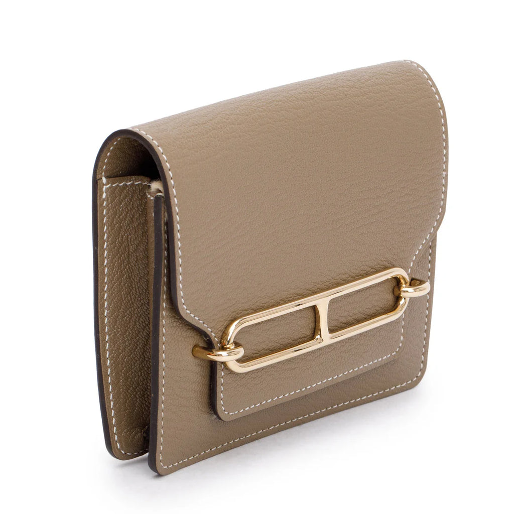 2023 Etoupe Chevre Mysore Roulis Slim Compact Wallet w/ Box, Insert &amp; Receipt