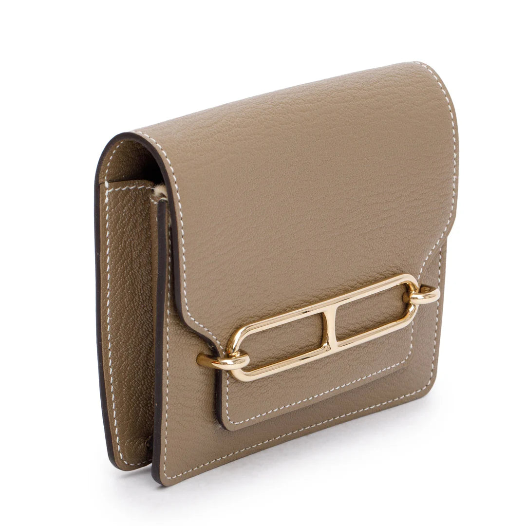 2023 Etoupe Chevre Mysore Roulis Slim Compact Wallet w/ Box, Insert &amp; Receipt