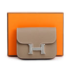 2023 Etoupe Veau Epsom Constance Slim Compact Wallet w/ Box &amp; Insert