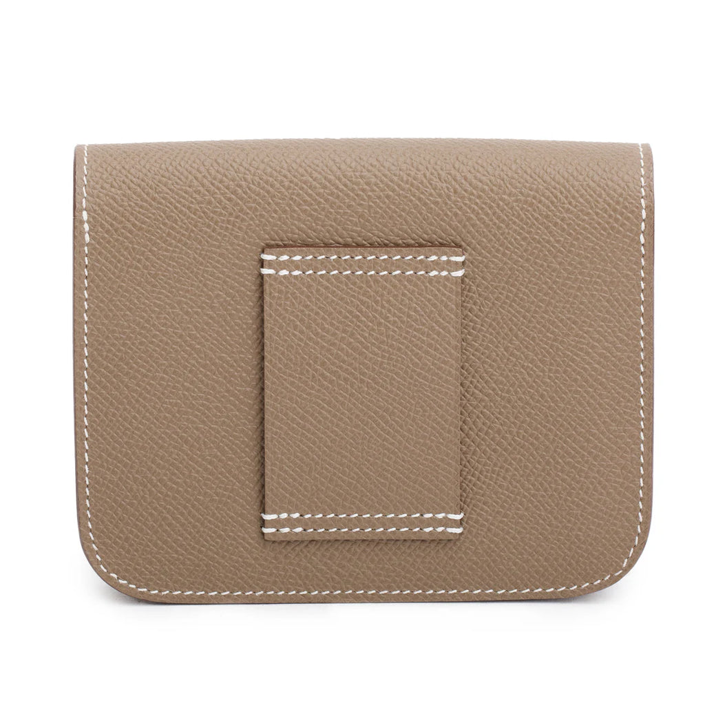 2023 Etoupe Veau Epsom Constance Slim Compact Wallet w/ Box &amp; Insert