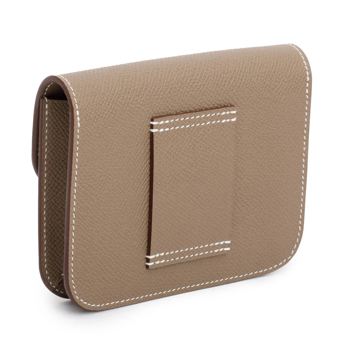 2023 Etoupe Veau Epsom Constance Slim Compact Wallet w/ Box &amp; Insert