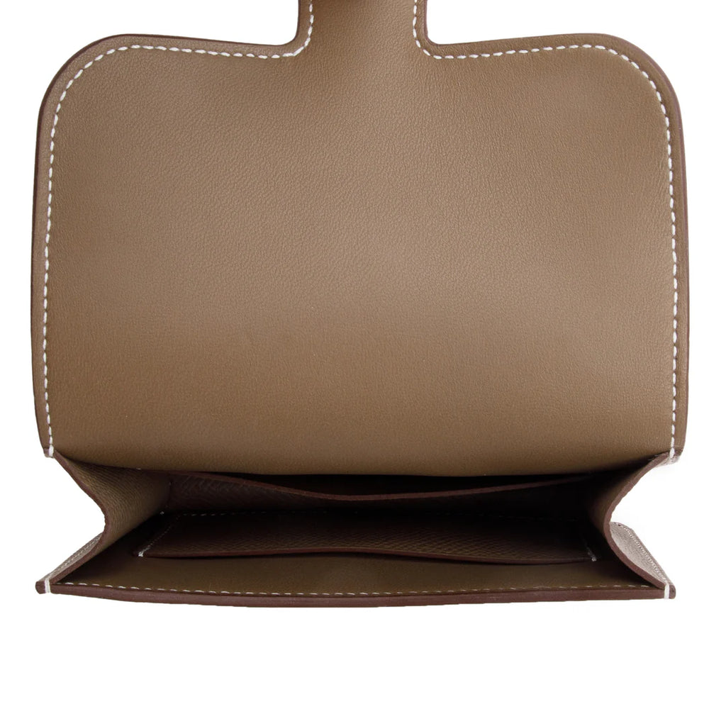 2023 Etoupe Veau Epsom Constance Slim Compact Wallet w/ Box &amp; Insert