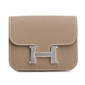 2023 Etoupe Veau Epsom Constance Slim Compact Wallet w/ Box &amp; Insert