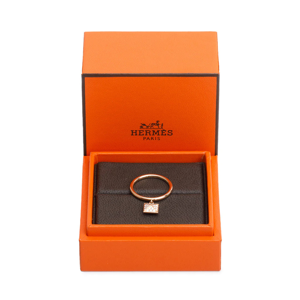 2024 18k Rose Gold Diamond Clou d'H Ring, Small Model Size 54 6.75 w/ Box &amp; Certificate