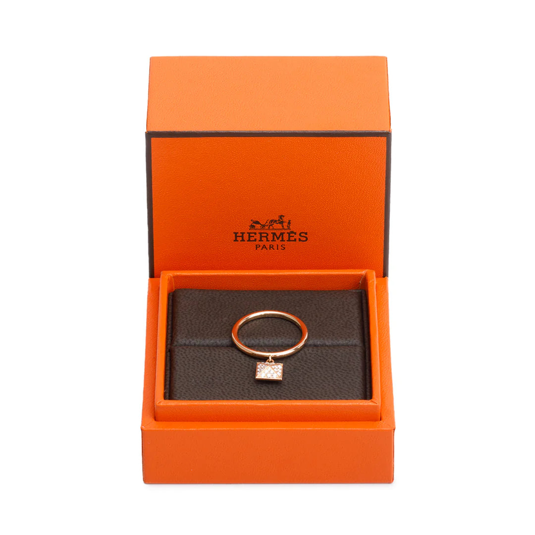 2024 18k Rose Gold Diamond Clou d'H Ring, Small Model Size 54 6.75 w/ Box &amp; Certificate