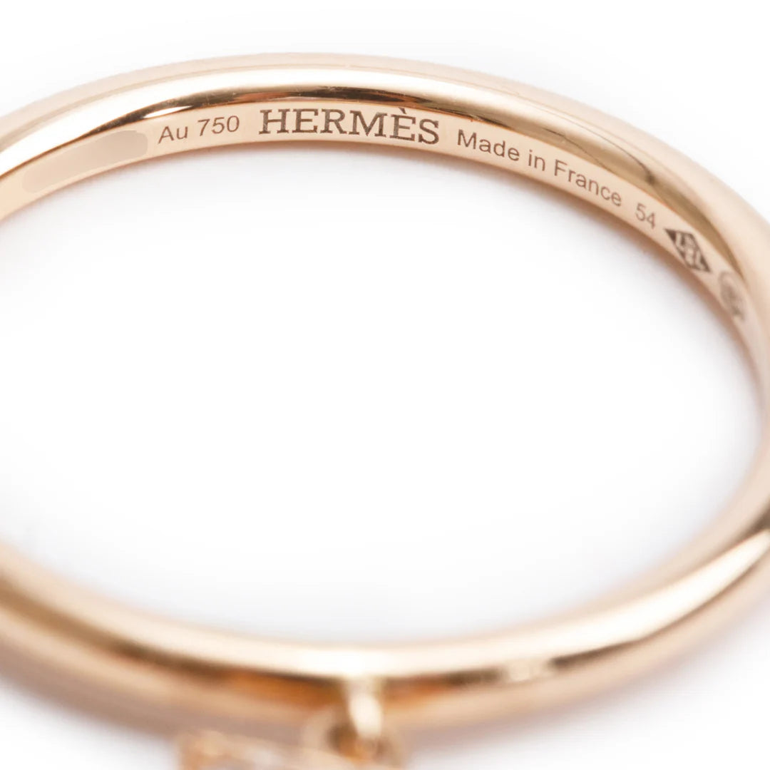 2024 18k Rose Gold Diamond Clou d'H Ring, Small Model Size 54 6.75 w/ Box &amp; Certificate