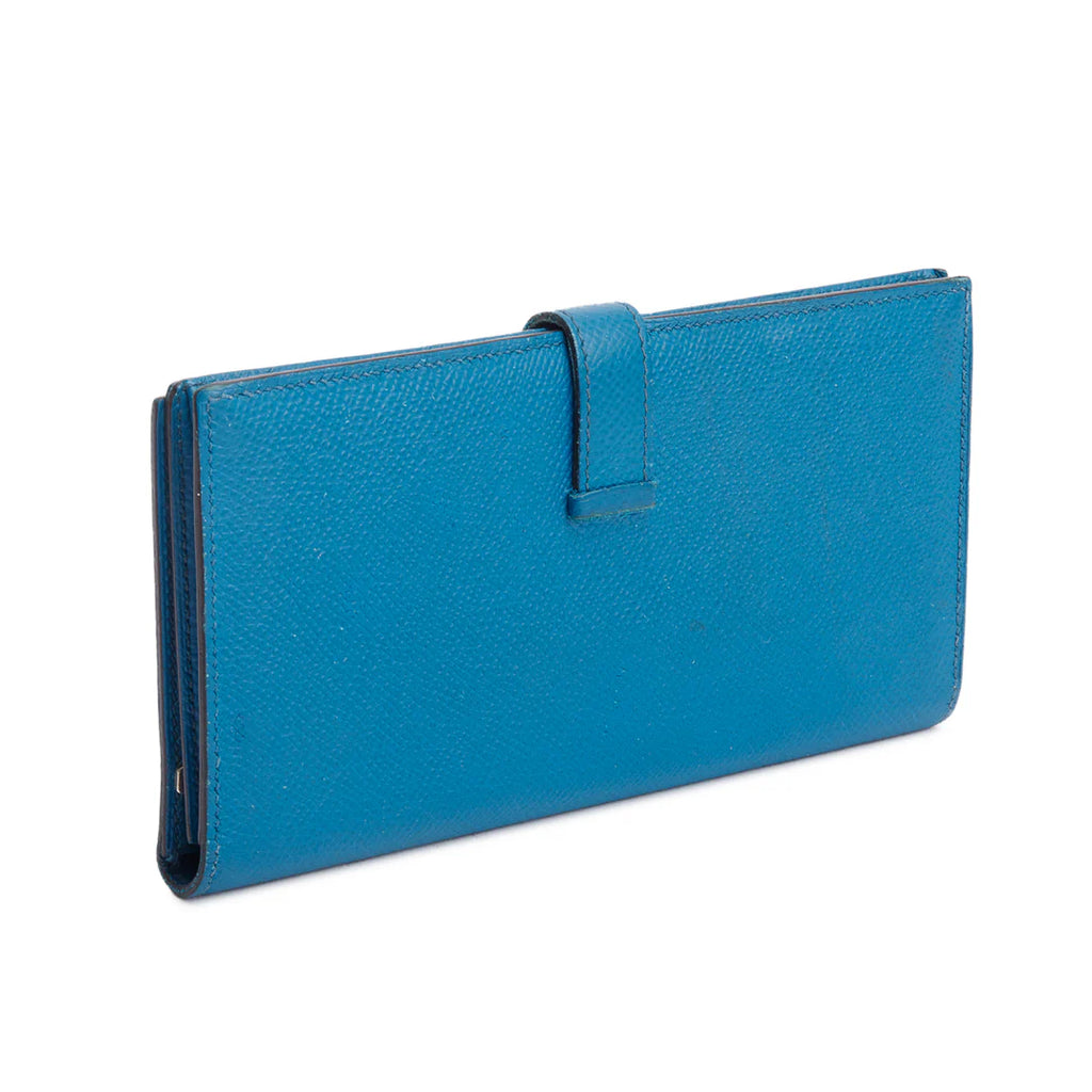 Bleu Izmir Epsom Leather Bearn Gusset Wallet w/ Box