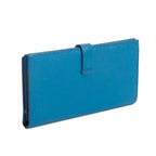 Bleu Izmir Epsom Leather Bearn Gusset Wallet w/ Box