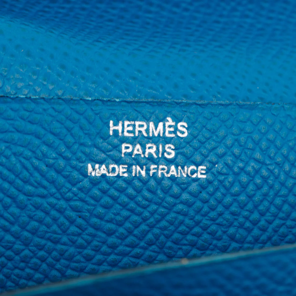 Bleu Izmir Epsom Leather Bearn Gusset Wallet w/ Box
