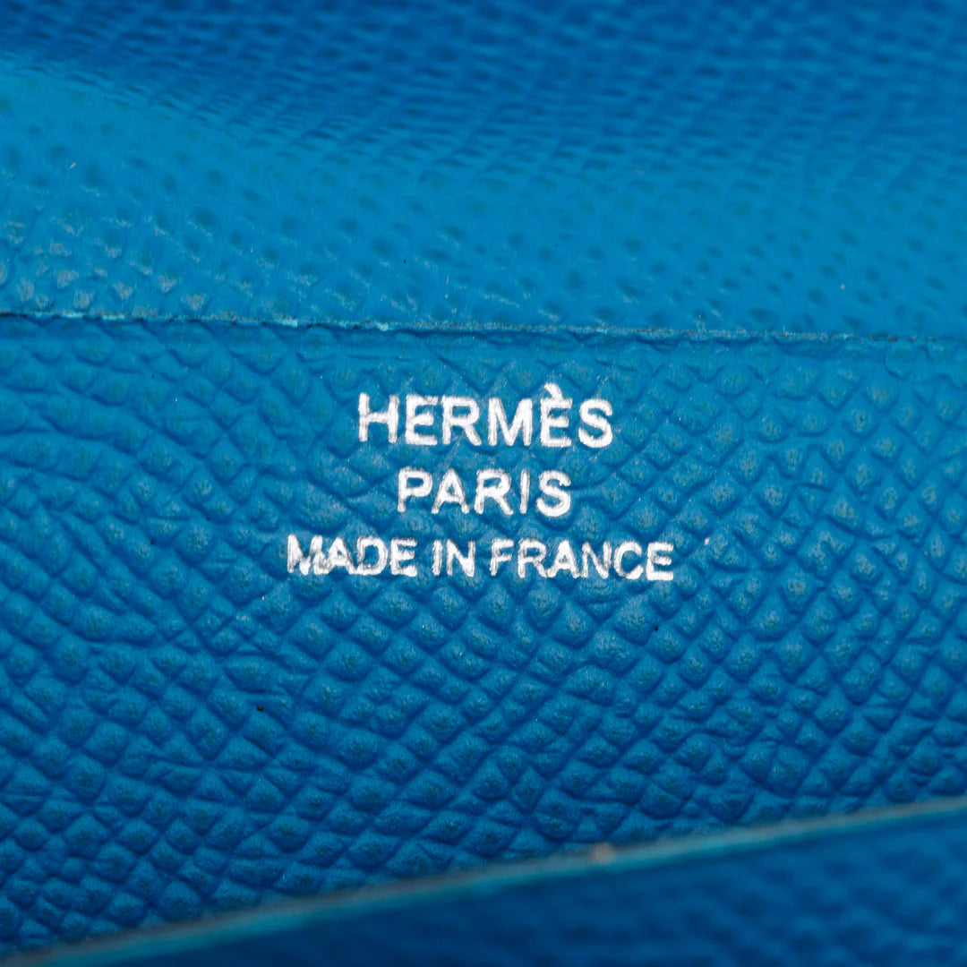 Bleu Izmir Epsom Leather Bearn Gusset Wallet w/ Box