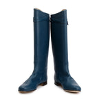 Maine Calfskin Leather Palladium Plated Collier de Chien Riding Boots, Size 38