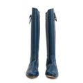 Maine Calfskin Leather Palladium Plated Collier de Chien Riding Boots, Size 38